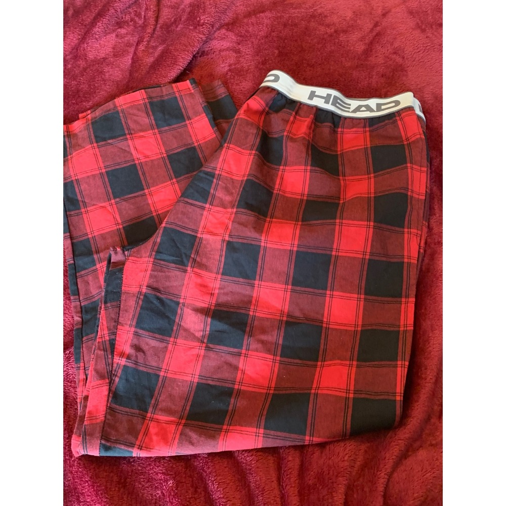 HEAD Mens Red Black Buffalo Plaid Pajama Pants XXL Lounge Sleepwear Pockets